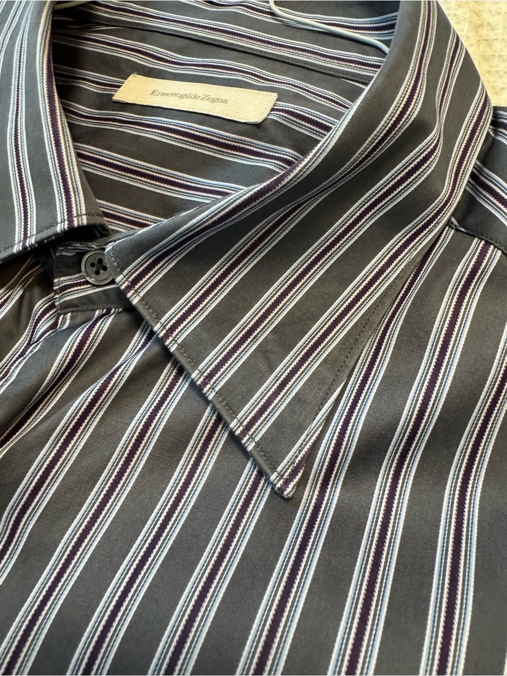 Ermenegildo Zegna Men's Charcoal Stripe Dress Shirt made in Italy